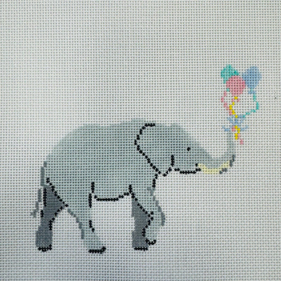 Baby Elephant with Balloons Needlepoint Canvas with stitch guide needlepoint canvas - Bargello Needlepoint