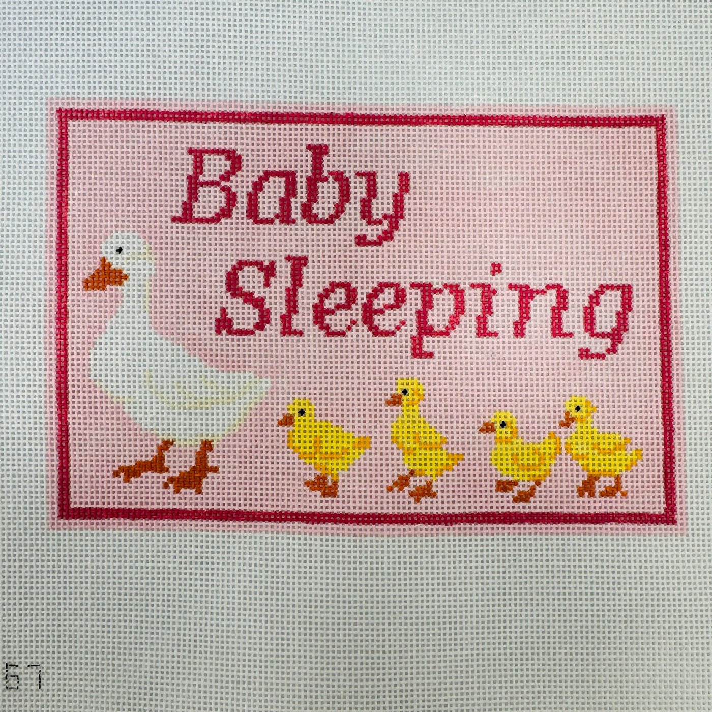 Baby Sleeping Ducks Pink needlepoint canvas - Bargello Needlepoint
