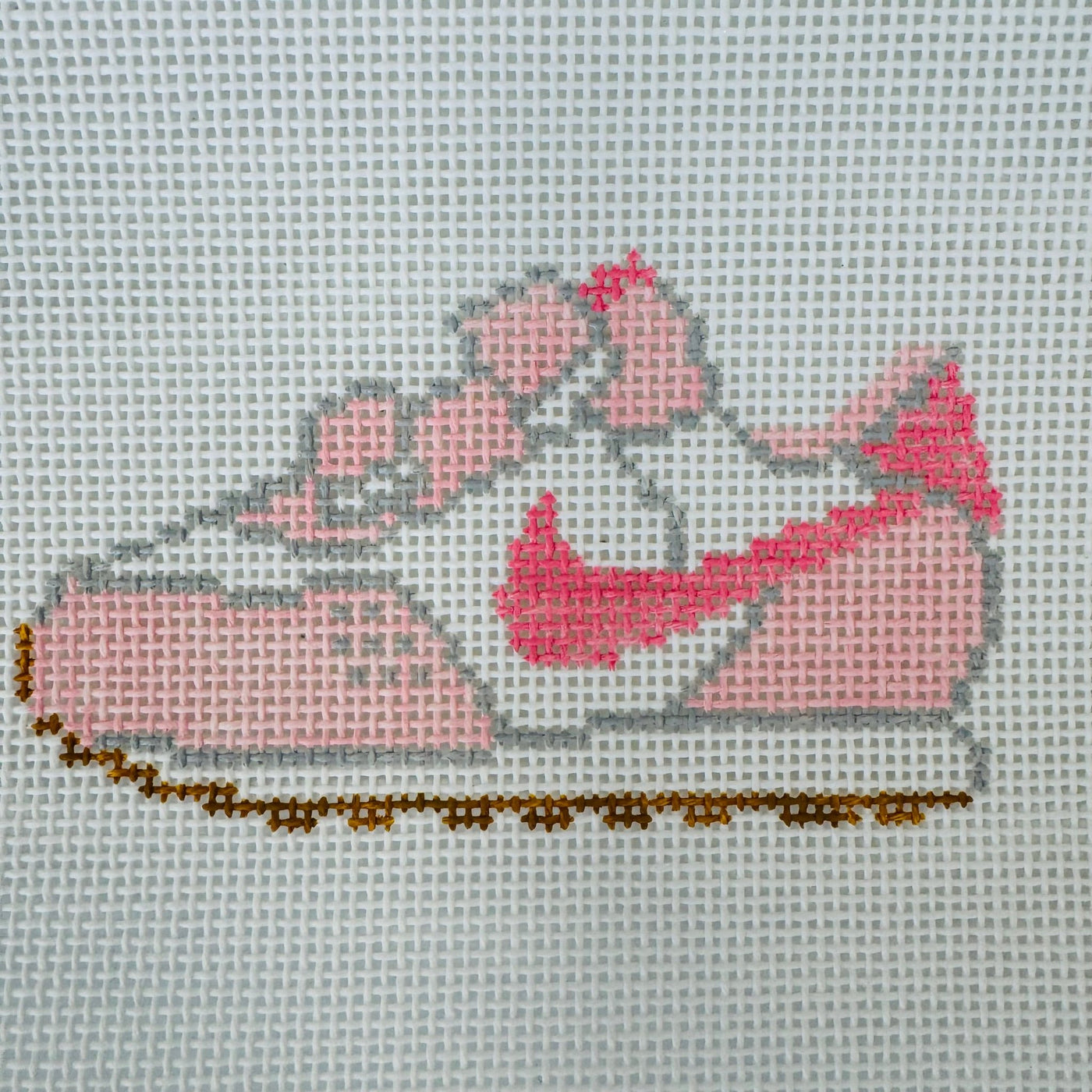 Baby's First Sneaker Pink Ornament needlepoint canvas - Bargello Needlepoint