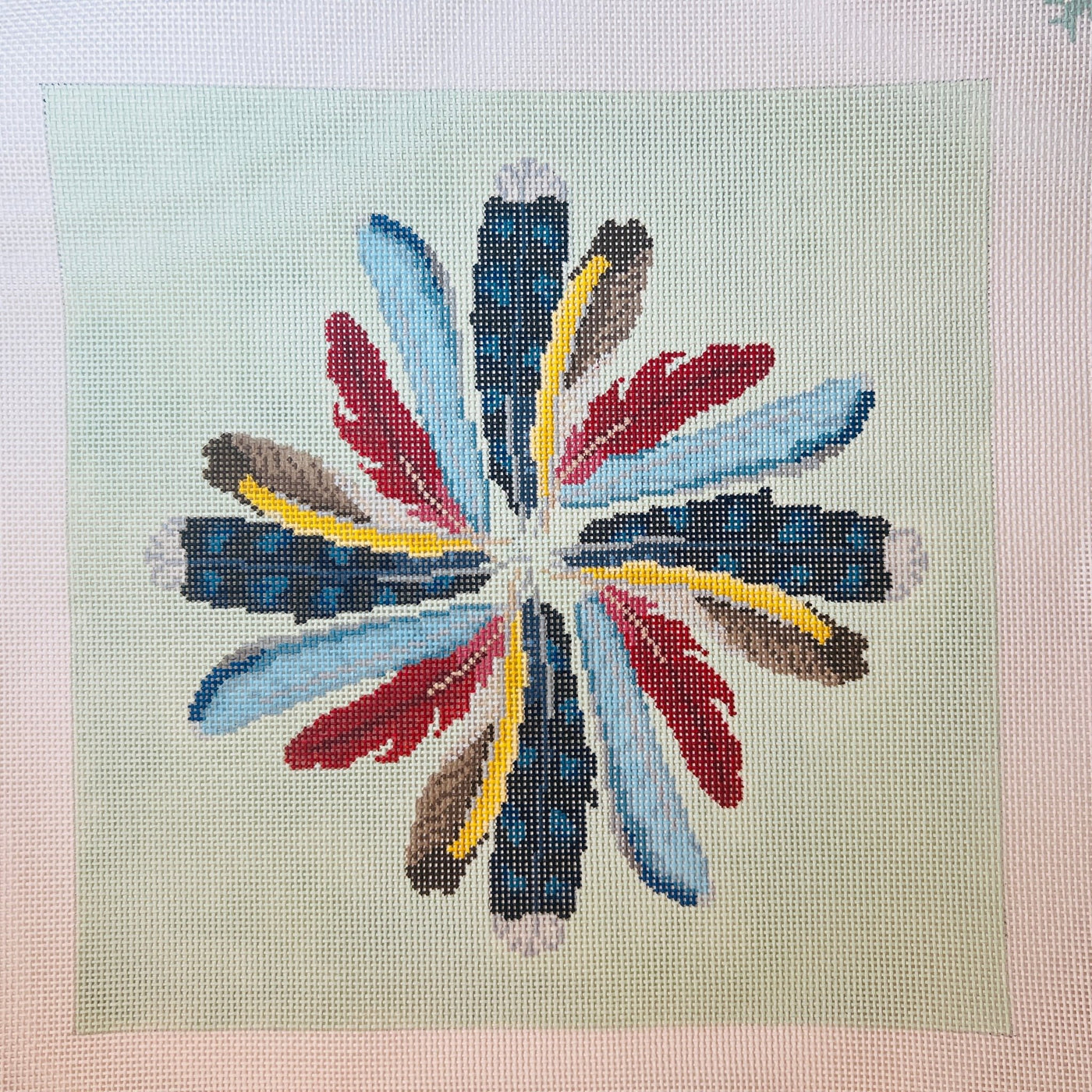 Backyard Feathers Pillow needlepoint canvas - Bargello Needlepoint