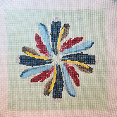 Backyard Feathers Pillow needlepoint canvas - Bargello Needlepoint