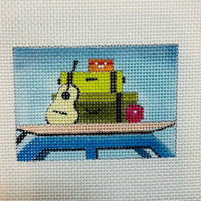 Beach Car with Guitar Luggage Tag needlepoint canvas - Bargello Needlepoint