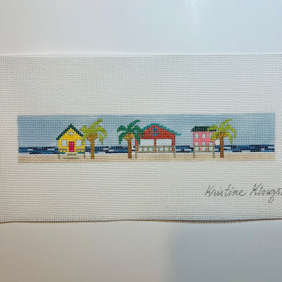 Beach Cottages Key Fob/Boookmark needlepoint canvas - Bargello Needlepoint