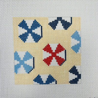 BEACH UMBRELLAS SQUARE needlepoint canvas - Bargello Needlepoint