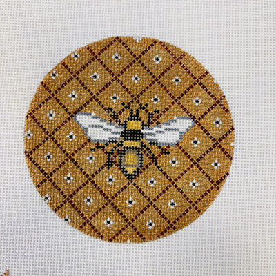 Bee Round on Copper needlepoint canvas - Bargello Needlepoint