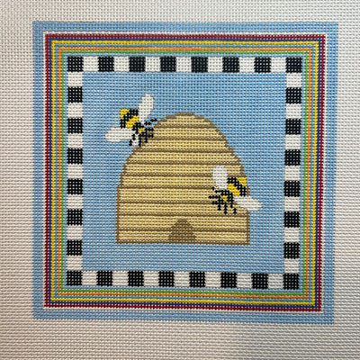 Bees and Beehive needlepoint canvas - Bargello Needlepoint