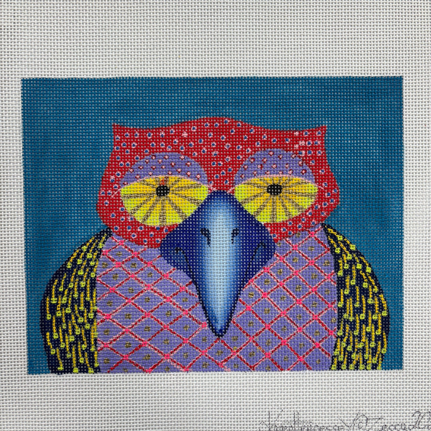 Blue Beak needlepoint canvas - Bargello Needlepoint