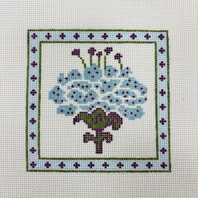 Blue Bell Peony Coaster needlepoint canvas - Bargello Needlepoint