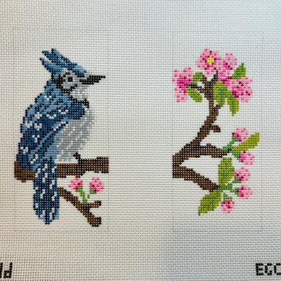 Blue Jay Double Eyeglass Case needlepoint canvas - Bargello Needlepoint