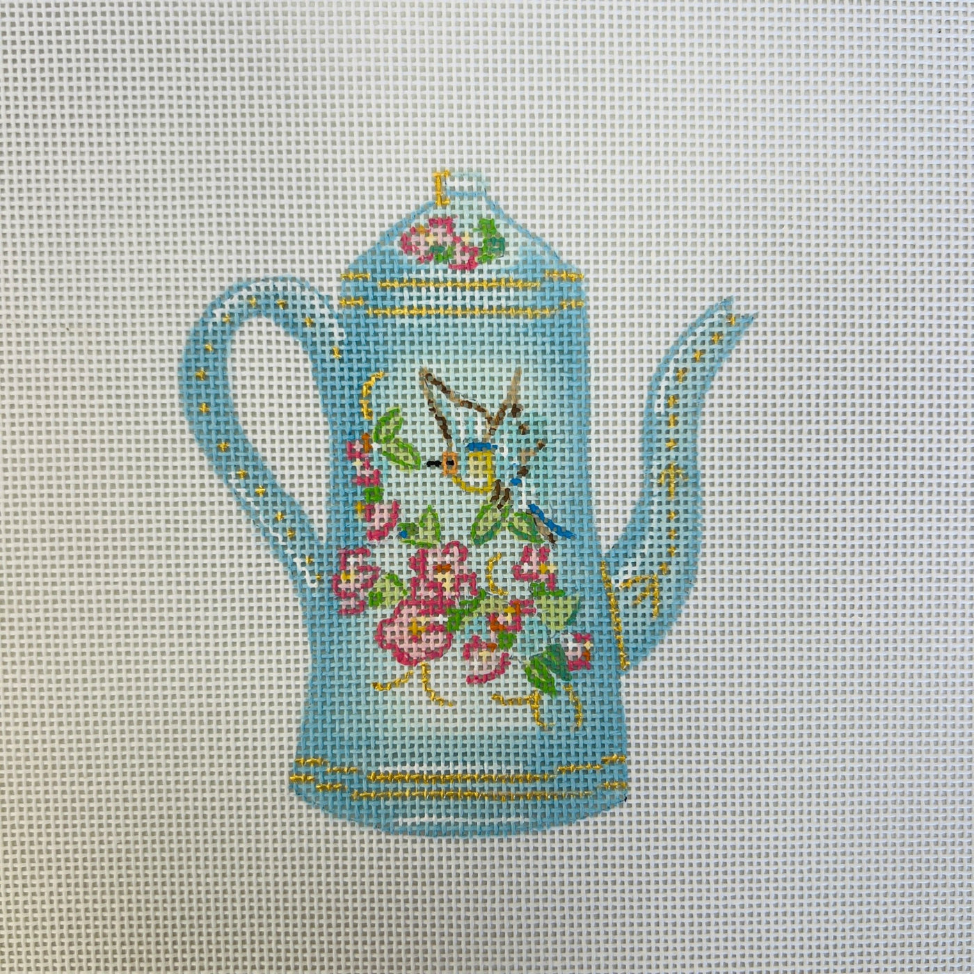 Blue Kettle needlepoint canvas - Bargello Needlepoint