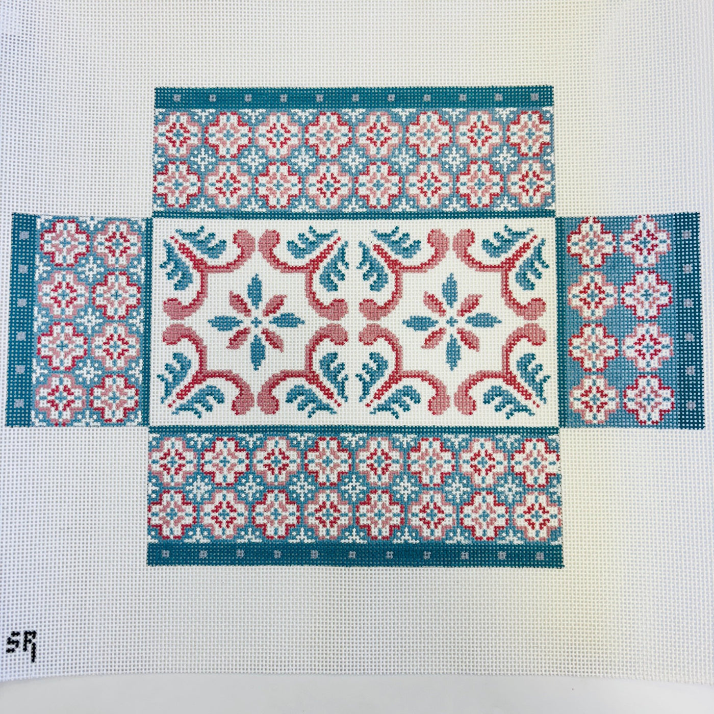 Blue Moroccan Tile Brick Cover needlepoint canvas - Bargello Needlepoint