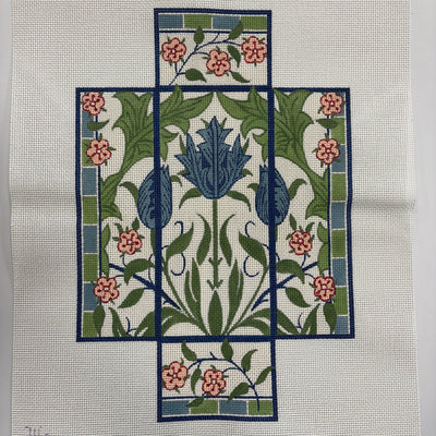 Blue Tulips Brick Cover needlepoint canvas - Bargello Needlepoint