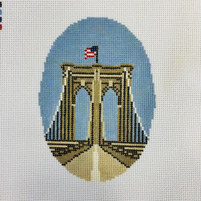 Brooklyn Bridge Oval Ornament needlepoint canvas - Bargello Needlepoint