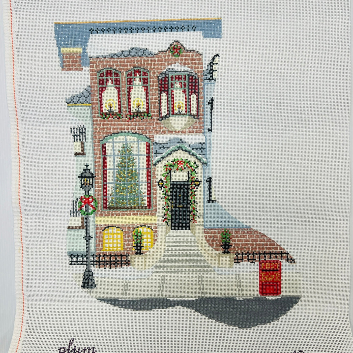 Brownstone Stocking needlepoint canvas - Bargello Needlepoint