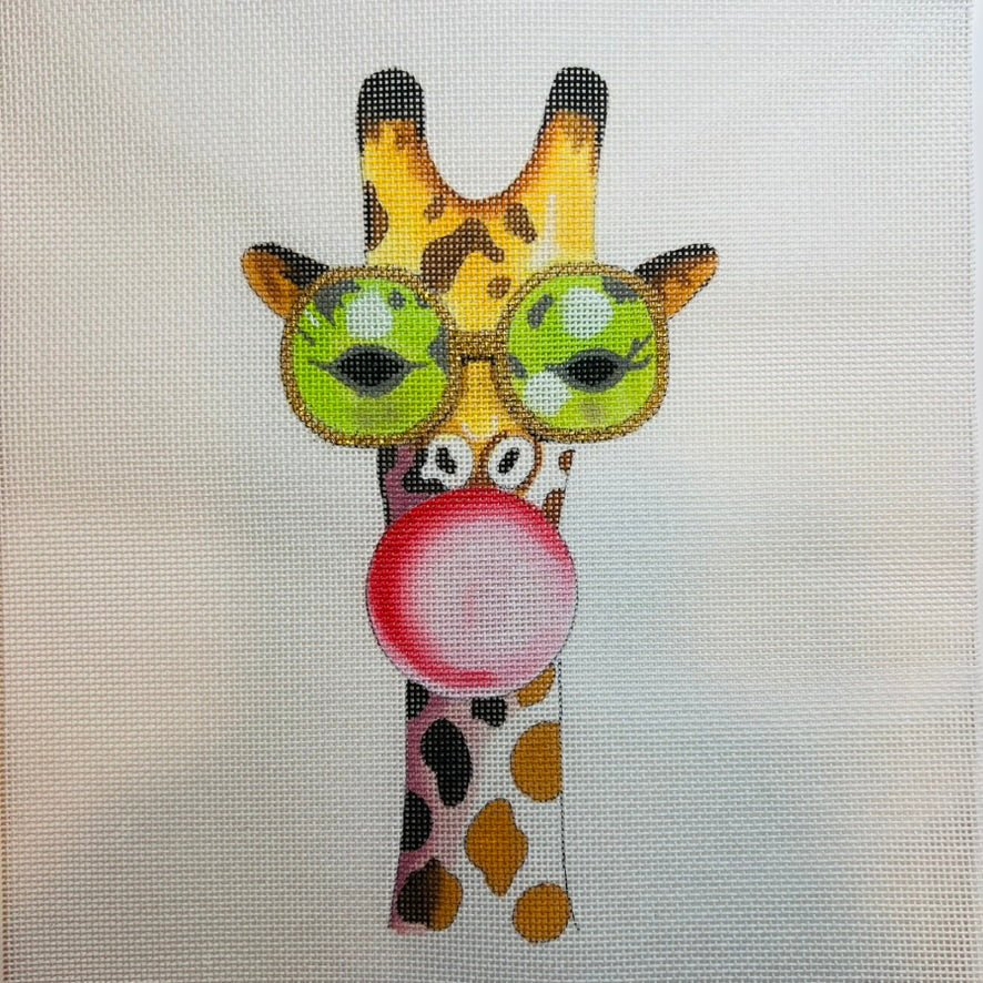 Bubblegum Giraffe needlepoint canvas - Bargello Needlepoint
