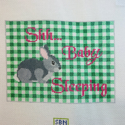 Bunny On Gingham - Baby Sleeping needlepoint canvas - Bargello Needlepoint