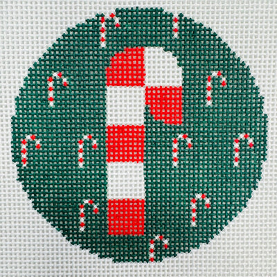 CANDY CANE ROUND ORNAMENT needlepoint canvas - Bargello Needlepoint