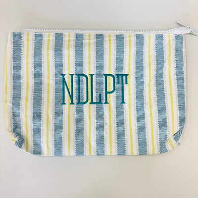 Capri Stripe Embroidered NDLPT Tyvek Project Bag needlepoint canvas - Bargello Needlepoint