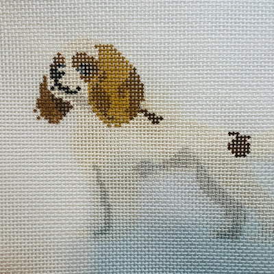 Cavalier - White Dog Ornament needlepoint canvas - Bargello Needlepoint