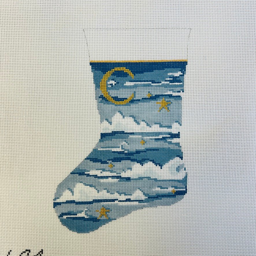Celestial Mini Sock Ornament needlepoint canvas - Bargello Needlepoint