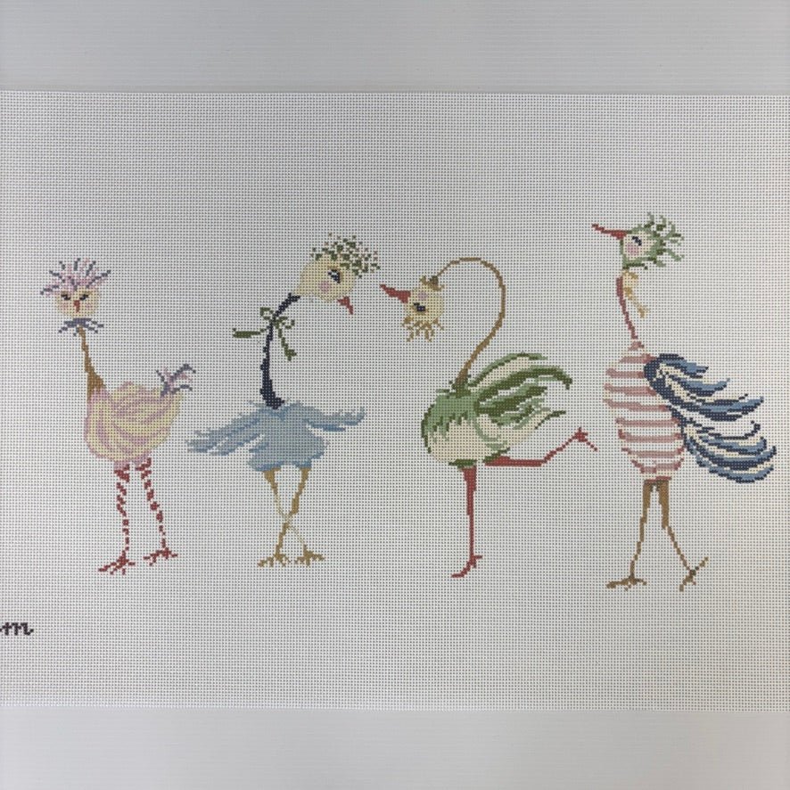 Charmingly Strange Birds needlepoint canvas - Bargello Needlepoint