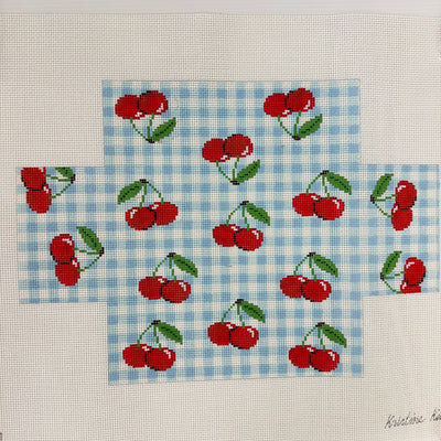 Cherries on Gingham Brick Cover needlepoint canvas - Bargello Needlepoint