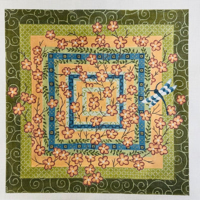 Cherry Blossom Squares needlepoint canvas - Bargello Needlepoint