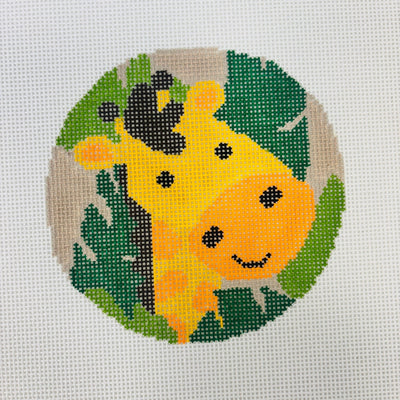 Children's Giraffe Round needlepoint canvas - Bargello Needlepoint