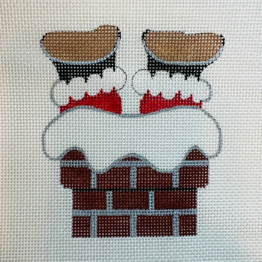 Chimney Santa Ornament needlepoint canvas - Bargello Needlepoint