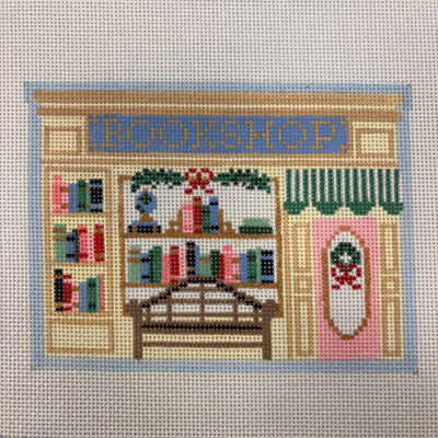 Christmas Book Shop needlepoint canvas - Bargello Needlepoint