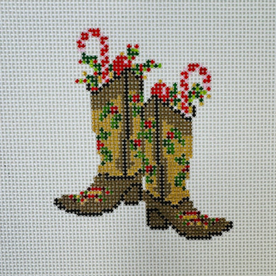 Christmas Boots Ornament needlepoint canvas - Bargello Needlepoint