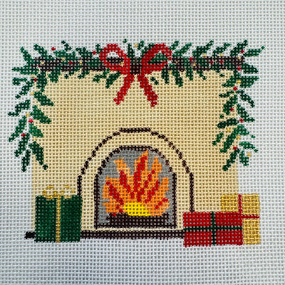 Christmas Fireplace Needlepoint Canvas with stitch guide needlepoint canvas - Bargello Needlepoint