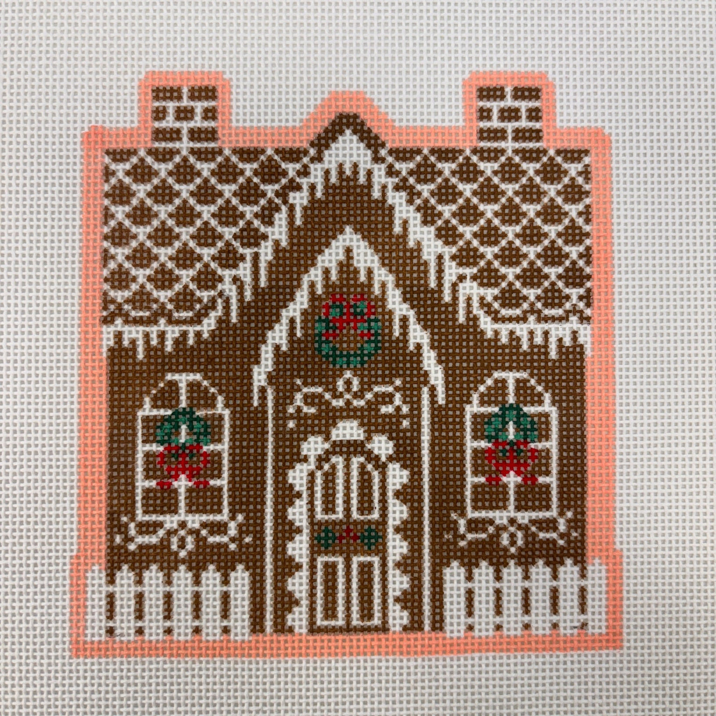 Christmas Gingerbread House needlepoint canvas - Bargello Needlepoint