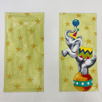 Circus Elephant Double Eyeglass Case needlepoint canvas - Bargello Needlepoint