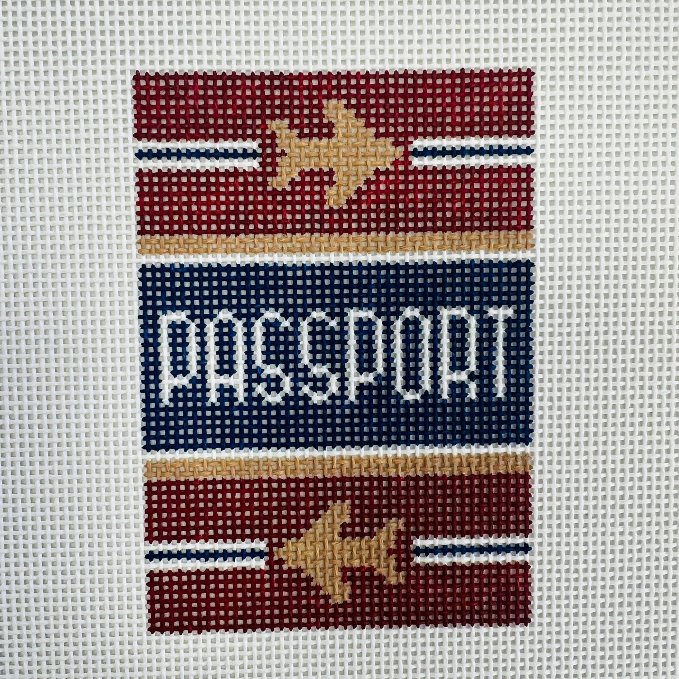 CLASSIC PASSPORT (MAROON) needlepoint canvas - Bargello Needlepoint