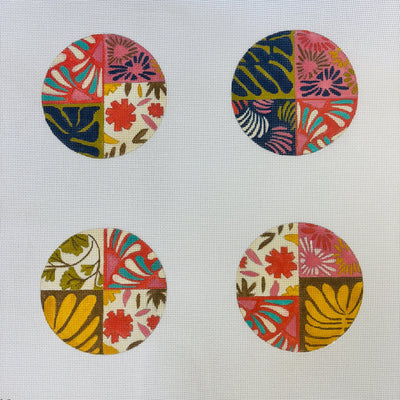 Collage Coaster Set needlepoint canvas - Bargello Needlepoint