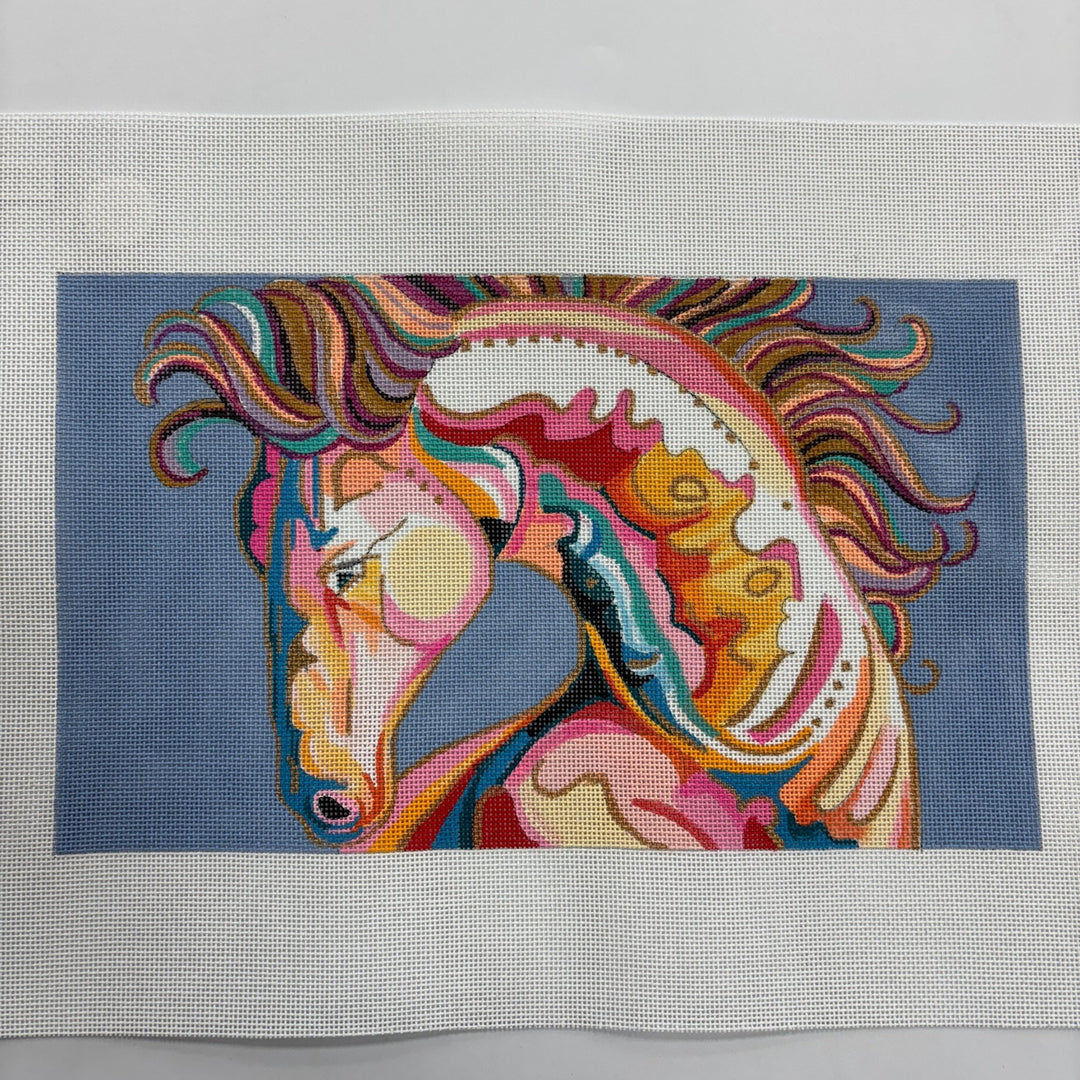 Colorful Horse Clutch Needlepoint Canvas – Bargello Needlepoint display picture 3