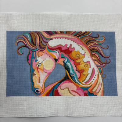 Colorful Horse Clutch 18 Mesh needlepoint canvas - Bargello Needlepoint