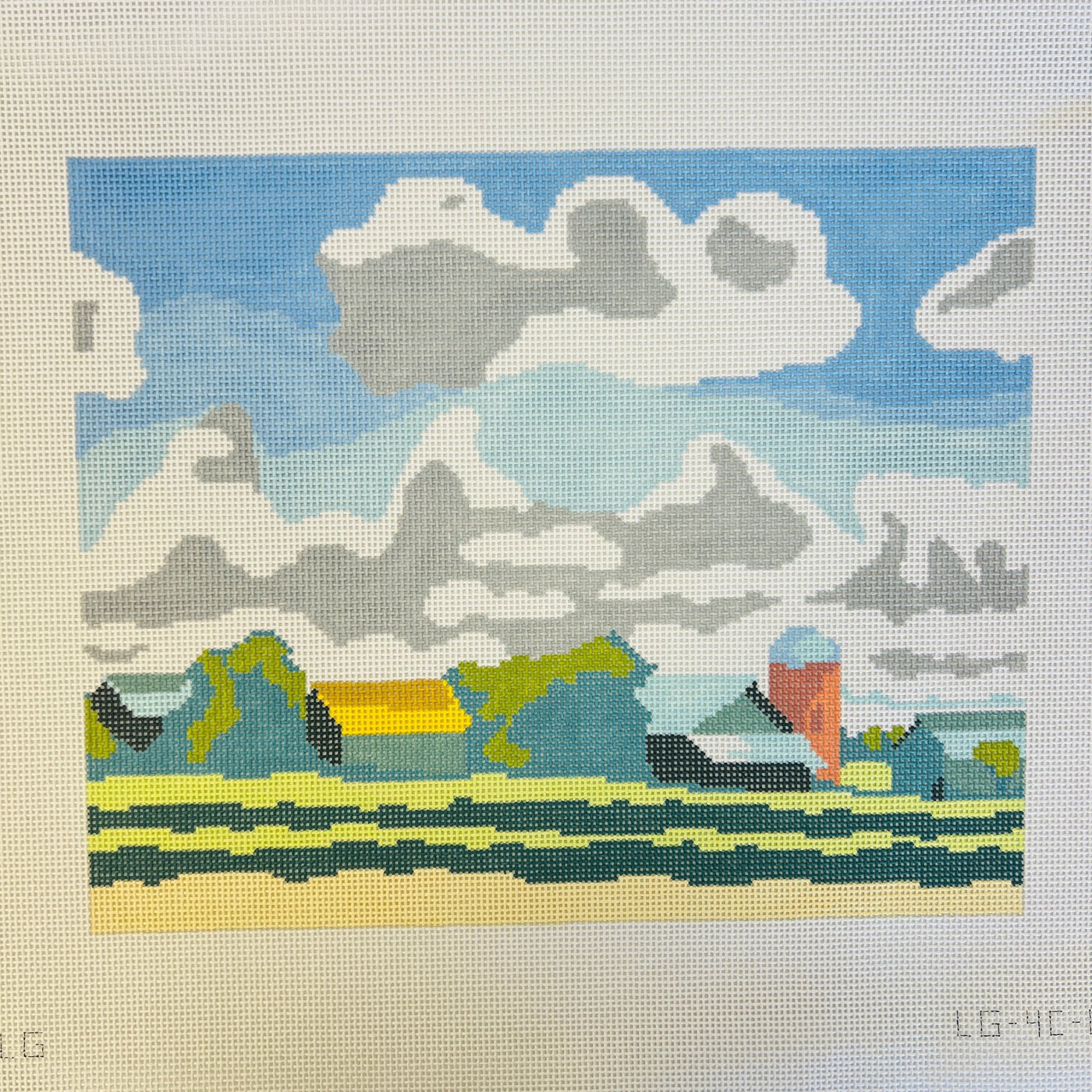 Country Farm Clouds - 13 mesh needlepoint canvas - Bargello Needlepoint