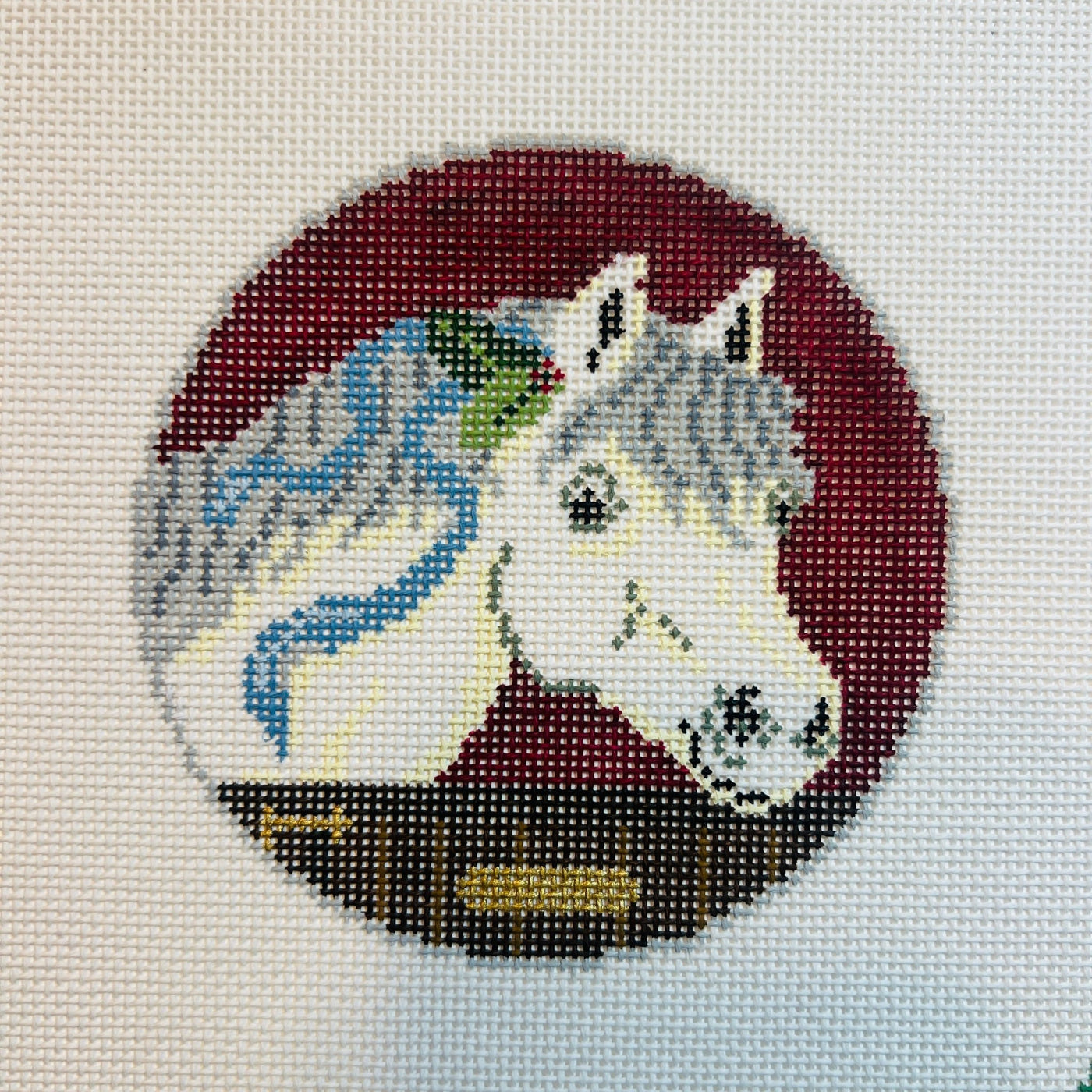 Cream Colored Ponies Ornament needlepoint canvas - Bargello Needlepoint