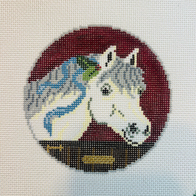 Cream Colored Ponies Ornament needlepoint canvas - Bargello Needlepoint