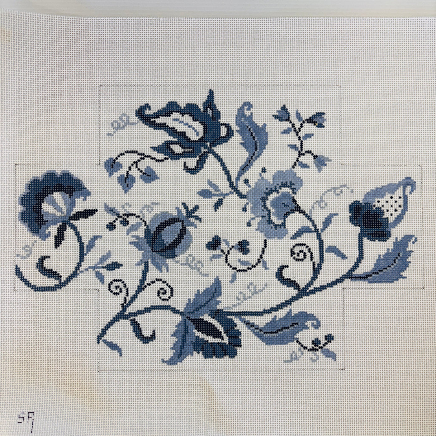 Crewel Floral Brick Cover needlepoint canvas - Bargello Needlepoint