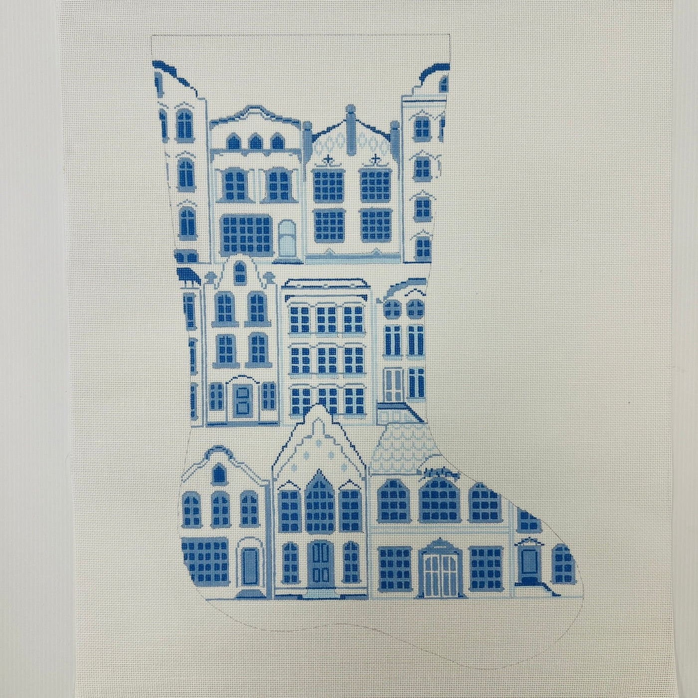 Delft House Stocking - 18 mesh needlepoint canvas - Bargello Needlepoint