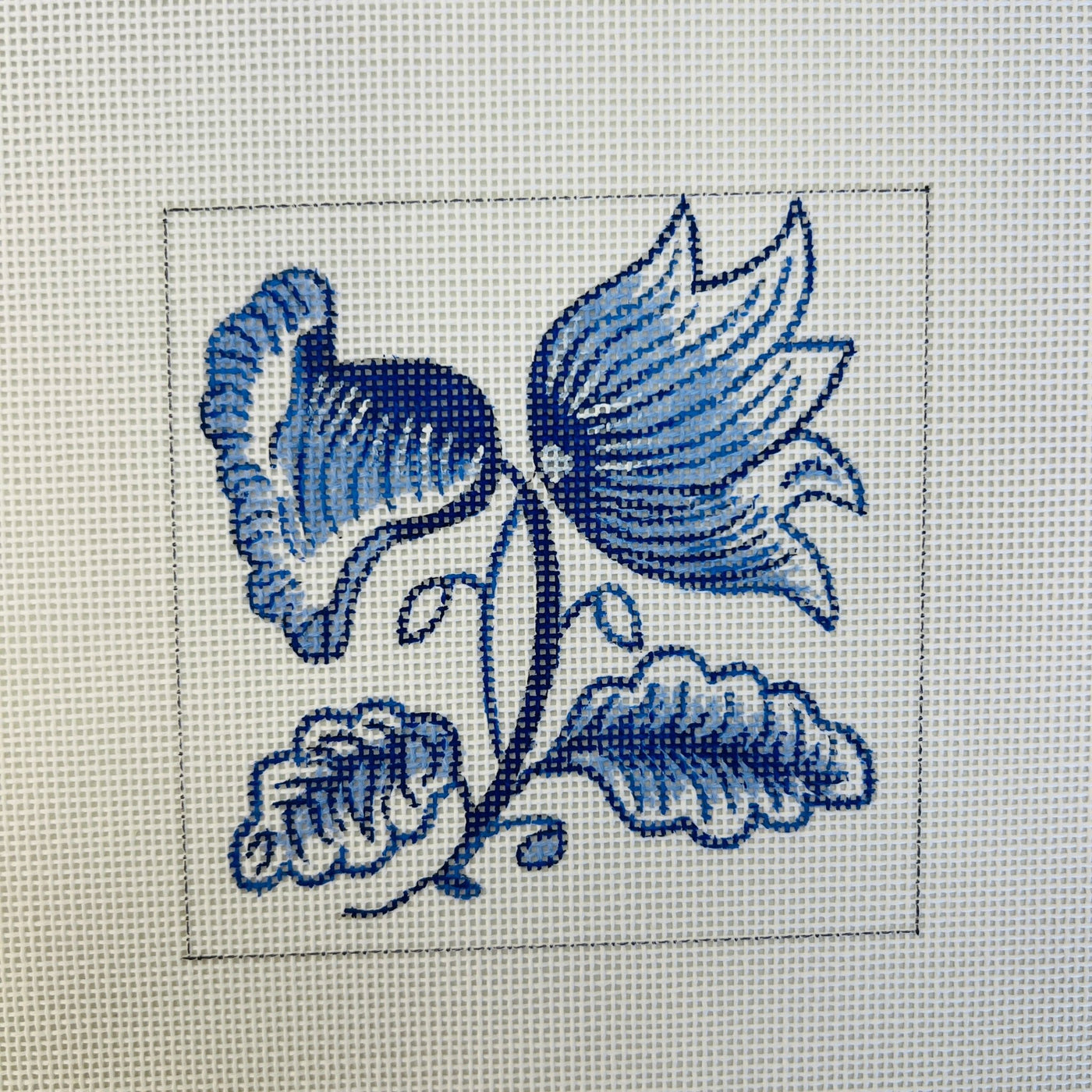 Delft Tiles Collection - Jacobean Bloom needlepoint canvas - Bargello Needlepoint