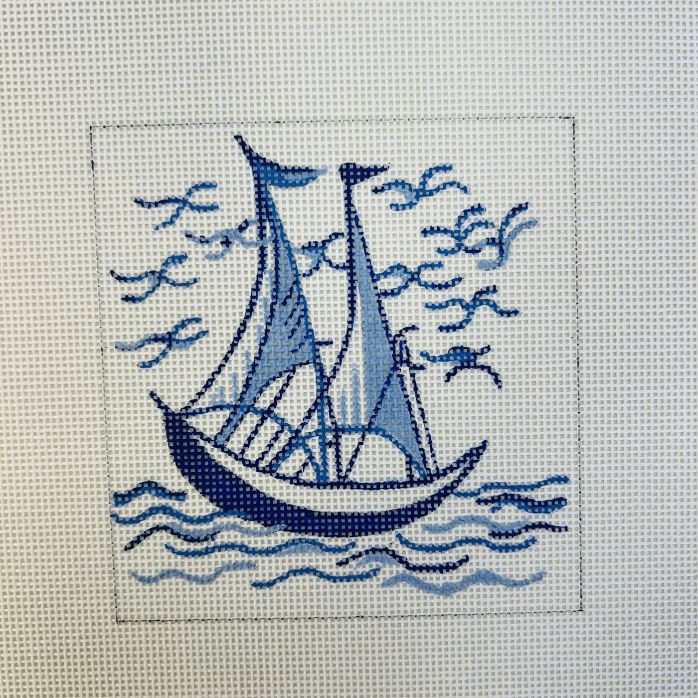 Delft Tiles Collection - Ship needlepoint canvas - Bargello Needlepoint