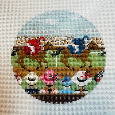 Derby Horse Race Ornament needlepoint canvas - Bargello Needlepoint