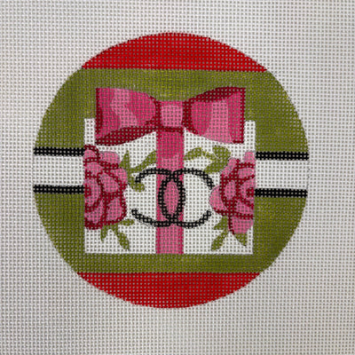 Designer CC Gift Box Ornament needlepoint canvas - Bargello Needlepoint