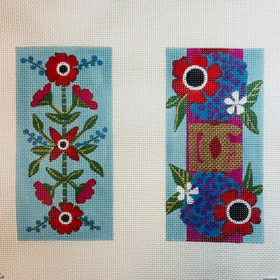 DG Floral Double Eyeglass Case needlepoint canvas - Bargello Needlepoint