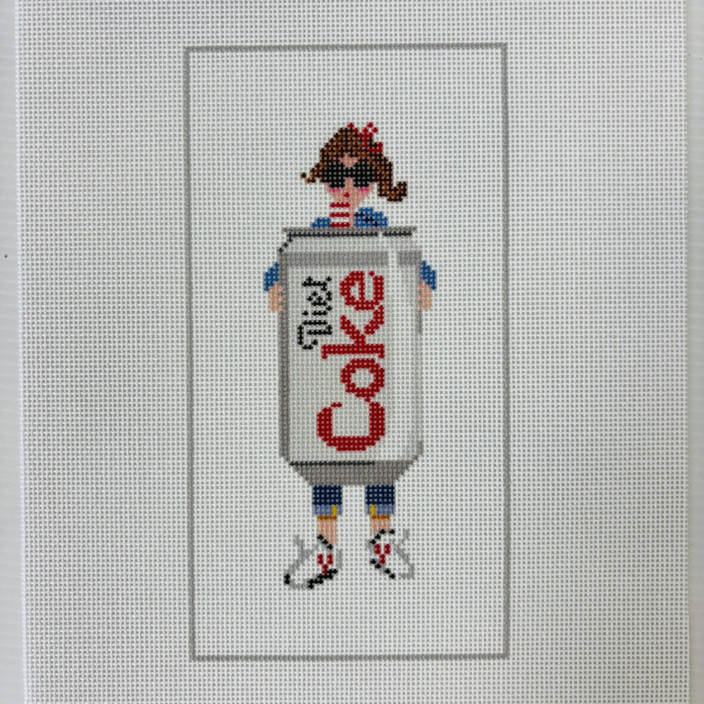 Diet Soda Girl Eyeglass Case needlepoint canvas - Bargello Needlepoint