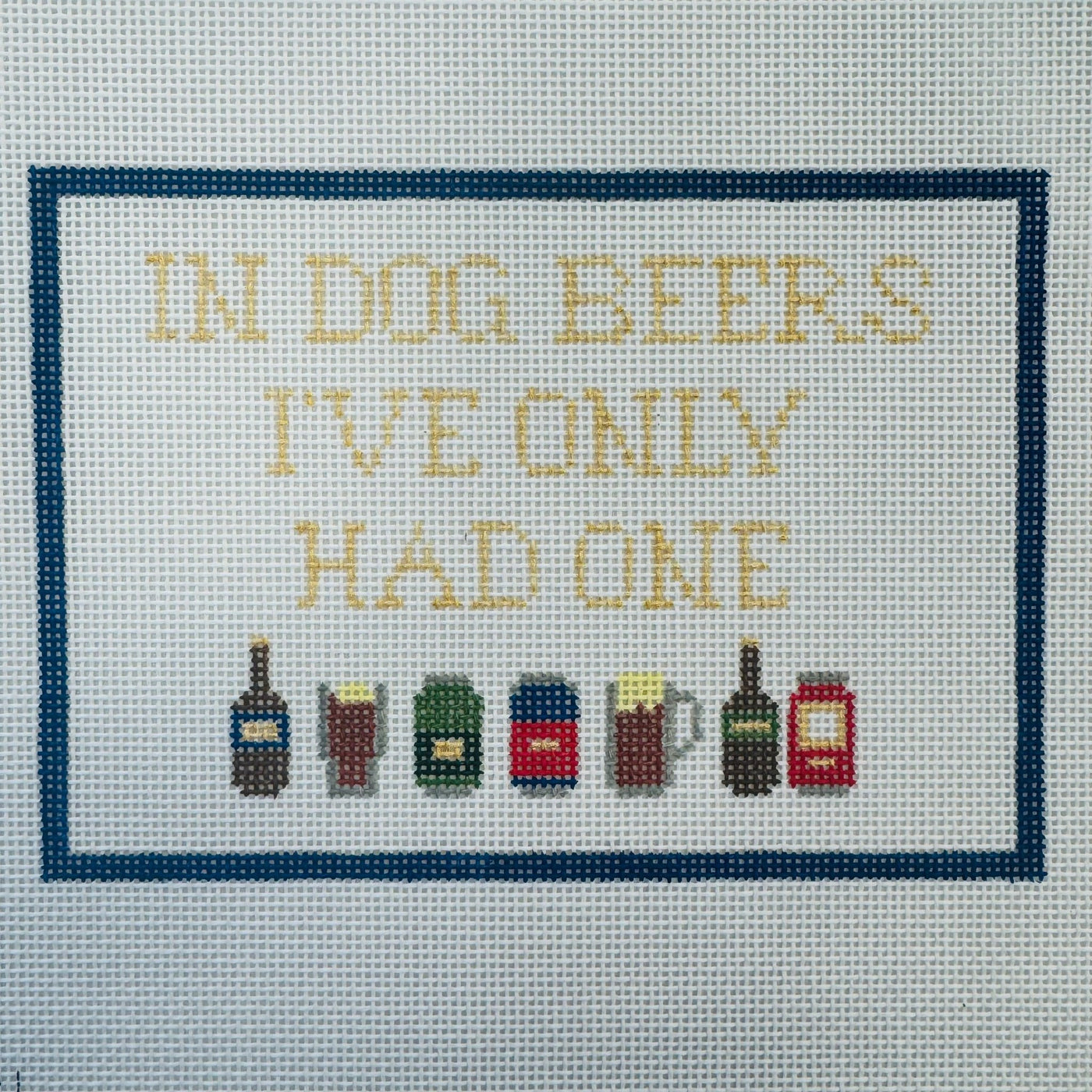 Dog Beers Needlepoint Canvas - Sayings with stitch guide needlepoint canvas - Bargello Needlepoint